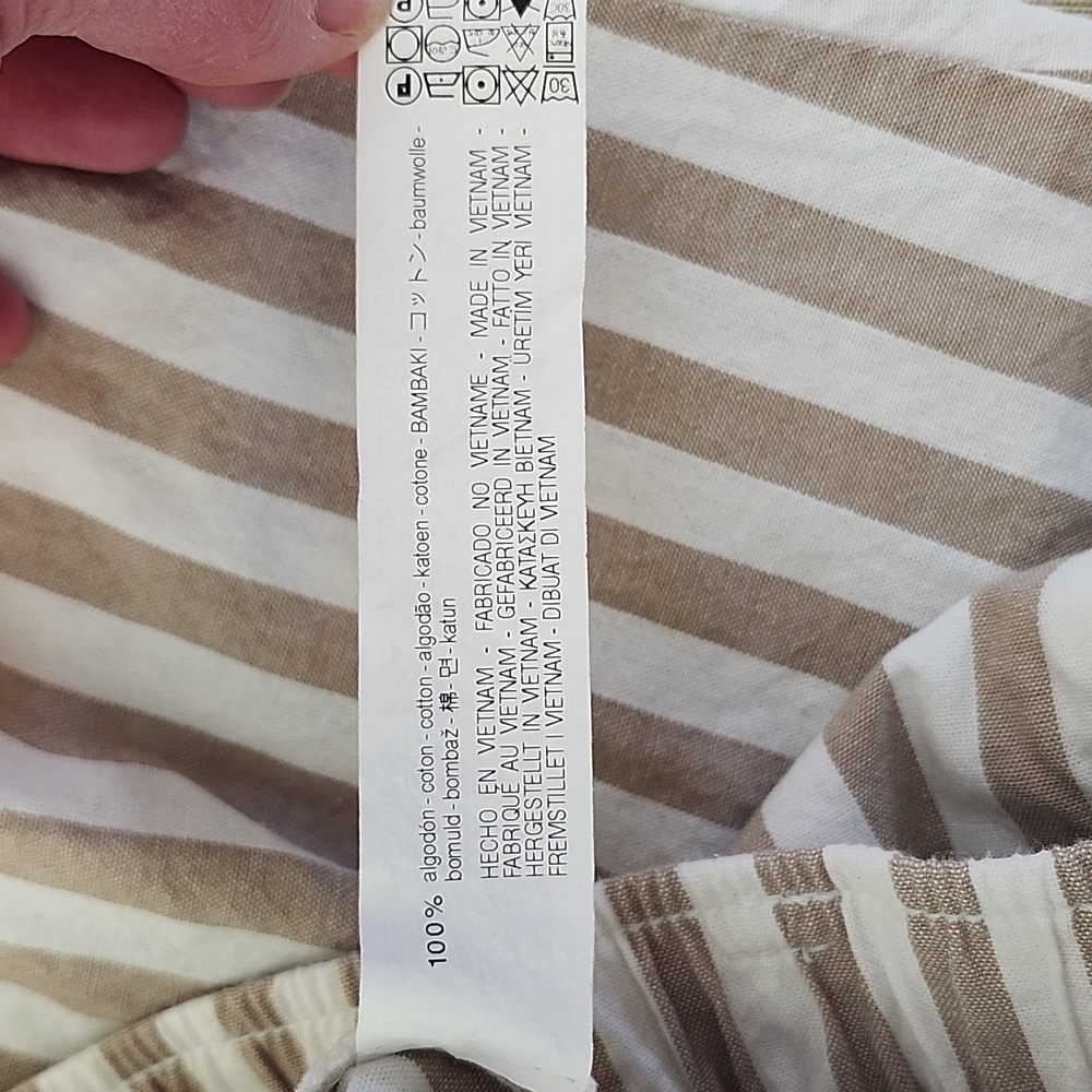 Zara Basic Women's Tan and White Vertical Stripe Pants, Size Extra Small (XS) - Picture 10 of 11